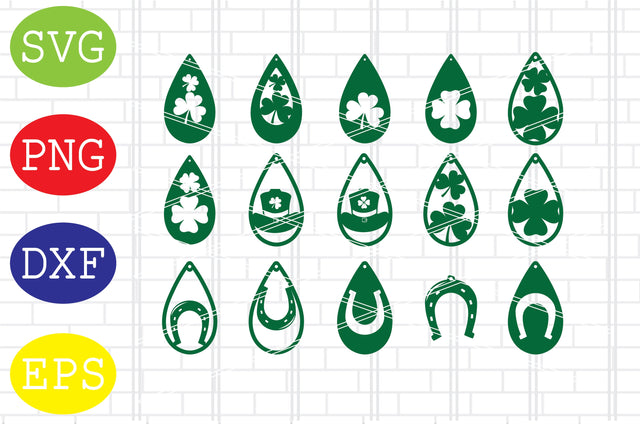 St Patricks Day Earrings Svg, Clover Shamrock Earrings Svg, Leprechaun Hat Earrings Svg, Patrick's Day Svg, Png, Eps, Dxf Files SVG DigitalSvgFiles 
