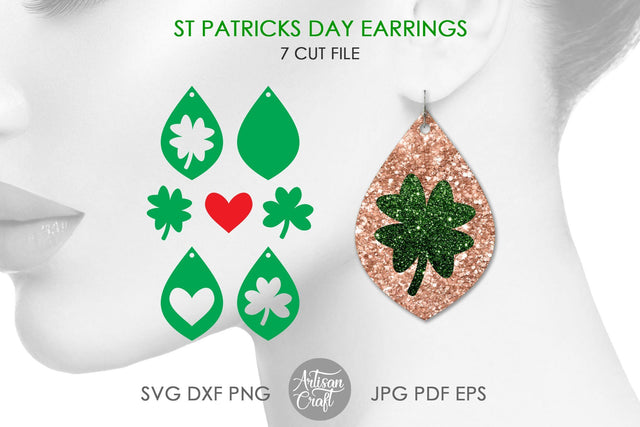 St Patricks day earrings SVG, faux leather earrings SVG SVG Artisan Craft SVG 