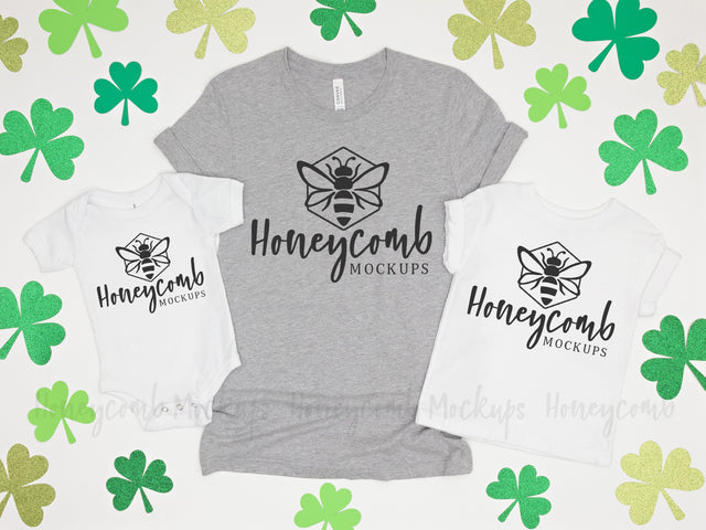 St Patrick's Day Family Mockup, Bella Canvas 100B , 3001T, 3001 Mockup Mock Up Photo Honeycomb Mockups 