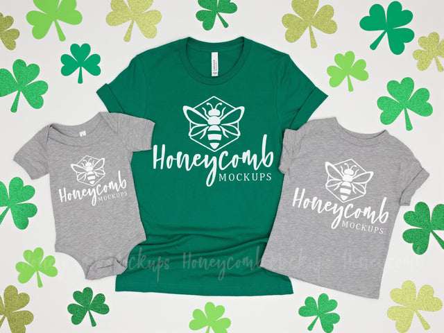 St Patrick's Day Family Mockup, Mommy and Me Matching Mockup, Bella Canvas Mock Up Photo Honeycomb Mockups 