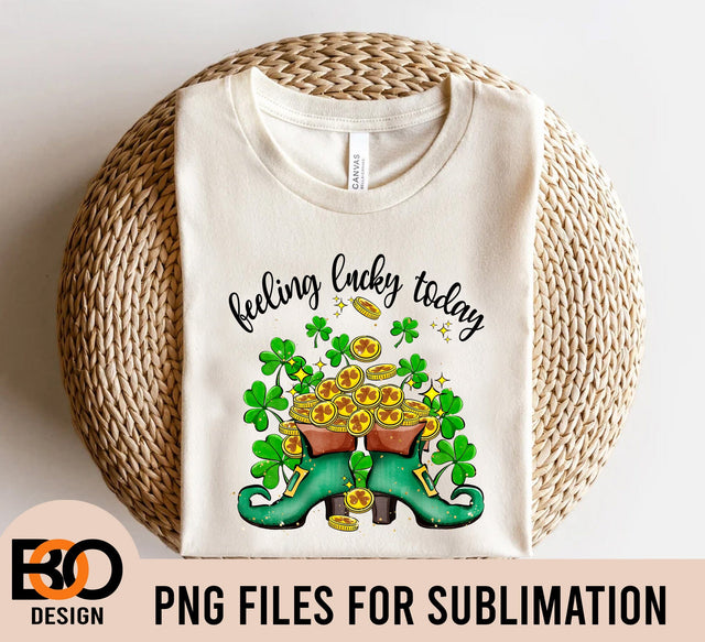 St. Patrick's Day feeling lucky today png sublimation design download, St. Patricks Day png, feeling lucky png, sublimate design download Sublimation BOO-design 
