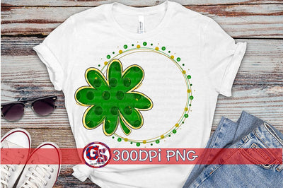 St. Patrick's Day Four Leaf Clover Frame PNG for Sublimation Sublimation Greedy Stitches 