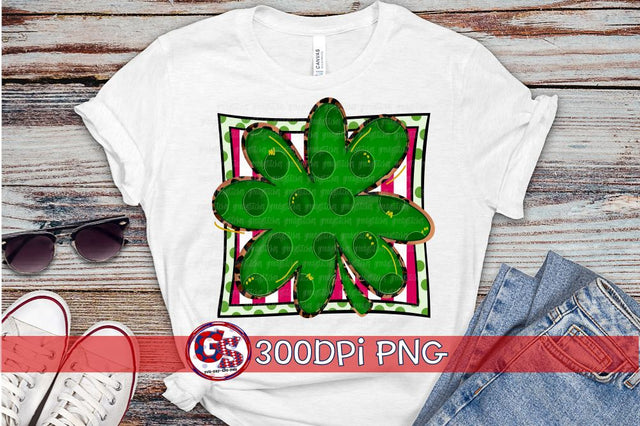 St. Patrick's Day Four Leaf Clover PNG for Sublimation Sublimation Greedy Stitches 