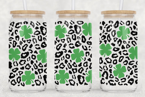 St. Patrick's Day Glass Can SVG | Leopard Print Wrap SVG B Renee Design 