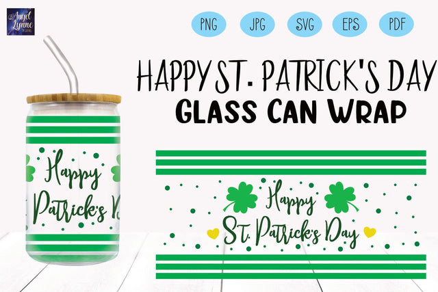 St. Patrick's Day Glass Wrap | Four Leaf Clover Glass Wrap SVG Angel Lynne Designs 