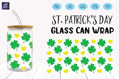 St. Patrick's Day Glass Wrap | Four Leaf Clover Glass Wrap SVG Angel Lynne Designs 