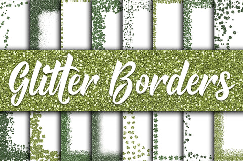St Patricks Day Glitter Borders Digital Paper Sublimation Old Market 