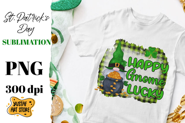 St. Patrick's Day Gnome sublimation design.Happy Gnome lucky Sublimation Yustaf Art Store 