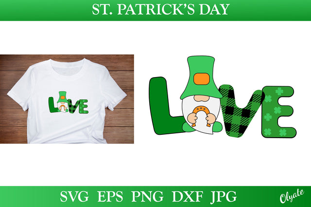 St Patricks Day Gnome SVG. Love Quote With Gnome SVG, PNG SVG Olga Terlyanskaya 