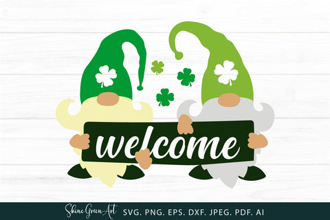 St Patrick's Day Gnome Welcome Sign SVG Cut File SVG Shine Green Art 