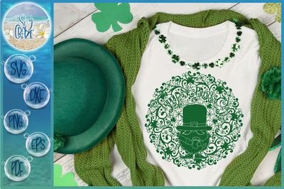 St Patricks Day Gnome with Beer Mug Clover Mandala SVG SVG Harbor Grace Designs 