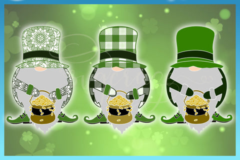 St Patricks Day Gnome with Pot of Gold Clover Mandala SVG SVG Harbor Grace Designs 