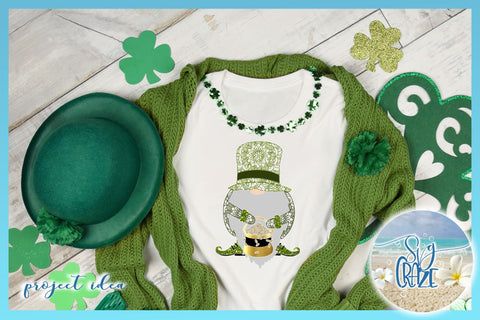 St Patricks Day Gnome with Pot of Gold Clover Mandala SVG SVG Harbor Grace Designs 