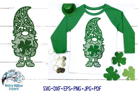 St. Patrick's Day Gnome Zentangle SVG | Gnome Mandala SVG SVG Wispy Willow Designs 