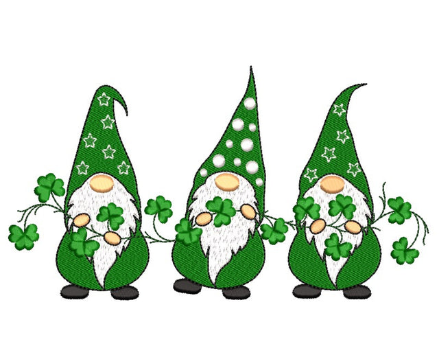 St. Patricks Day Gnomes Embroidery Design, 3 sizes Embroidery/Applique DESIGNS Nino Nadaraia 