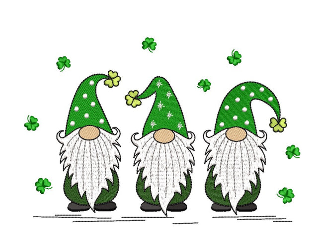 St. Patricks Day Gnomes Embroidery Design, 3 sizes Embroidery/Applique DESIGNS Nino Nadaraia 