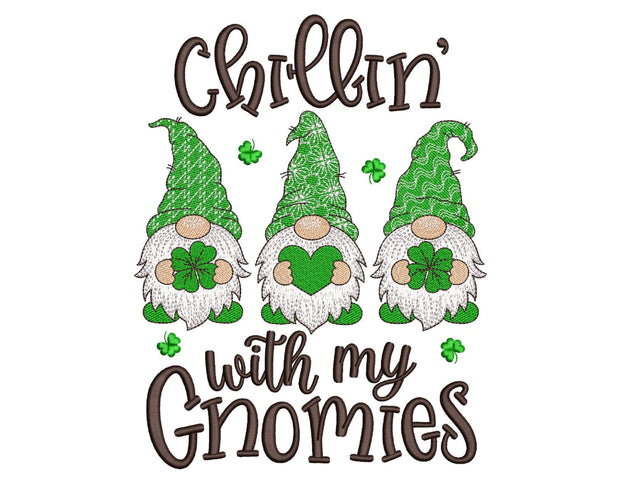 St. Patricks Day Gnomes Embroidery Design, Chilling with My Gnomies Embroidery File, 4 sizes, Instant Download Embroidery/Applique DESIGNS Nino Nadaraia 