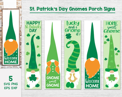 St. Patrick's Day Gnomes Porch Signs Bundle, Vertical Welcome Door Signs SVG Cutting Files, St. Patrick's Day Porch Signs Svg SVG SvgMonkeys 