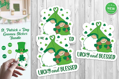 St. Patrick's Day Gnomes, St. Patrick's Day Stickers Bundle Svg SVG SvgMonkeys 