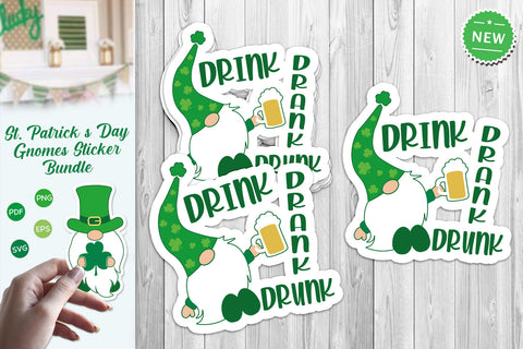 St. Patrick's Day Gnomes, St. Patrick's Day Stickers Bundle Svg SVG SvgMonkeys 