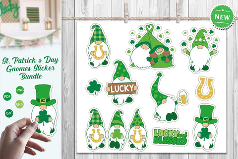 St. Patrick's Day Gnomes, St. Patrick's Day Stickers Bundle SVG SvgMonkeys 