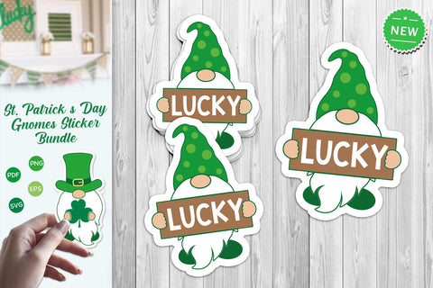 St. Patrick's Day Gnomes, St. Patrick's Day Stickers Bundle SVG SvgMonkeys 