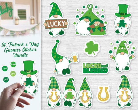 St. Patrick's Day Gnomes, St. Patrick's Day Stickers Bundle SVG SvgMonkeys 