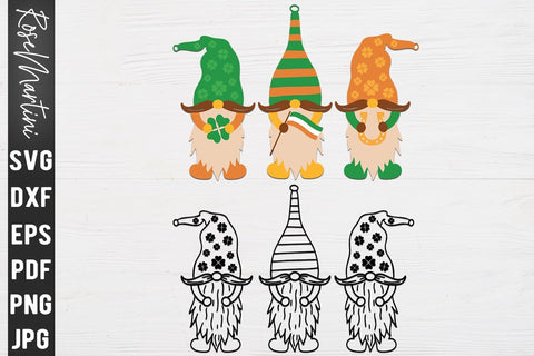St Patrick's Day Gnomes SVG file for cutting machines Cricut Silhouette SVG PNG St Patrick's Day Gnomies SVG RoseMartiniDesigns 