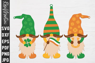 St Patrick's Day Gnomes SVG file for cutting machines Cricut Silhouette SVG PNG St Patrick's Day Gnomies SVG RoseMartiniDesigns 