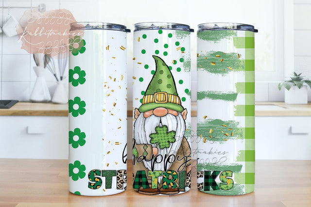 St. Patrick's Day Gnomes Tumbler Design, Lucky Vibes, Irish Tumbler 20oz, PNG Tumbler, Digital Tumbler Wrap png Sublimation Rabbitmakies 