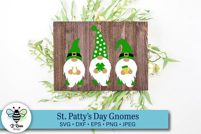 St. Patricks Day Gnomes with Clover SVG SVG B Renee Design 