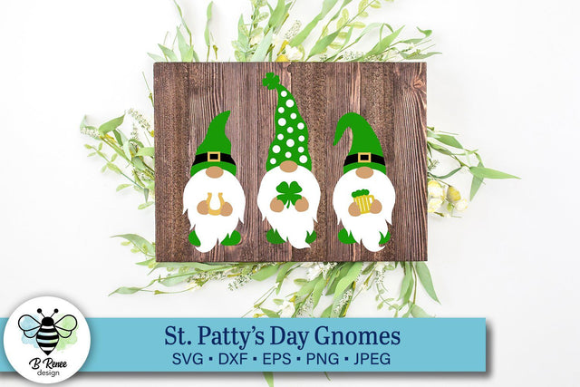 St. Patricks Day Gnomes with Clover SVG SVG B Renee Design 