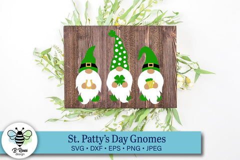 St. Patricks Day Gnomes with Clover SVG SVG B Renee Design 