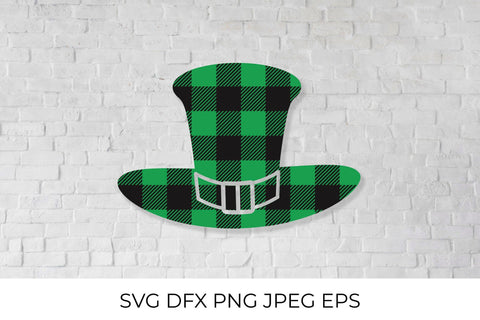St. Patricks Day green hat made of green buffalo pattern SVG LaBelezoka 