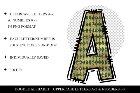 St. Patrick's Day Harlequin Pattern Doodle Alpha Sublimation BijouBay 