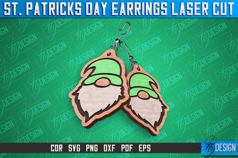 St. Patricks Day Laser Earrings | Accessories Laser Cut SVG Design | CNC Files SVG Fly Design 