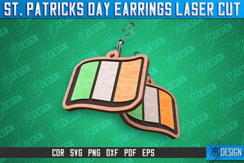 St. Patricks Day Laser Earrings | Accessories Laser Cut SVG Design | CNC Files SVG Fly Design 