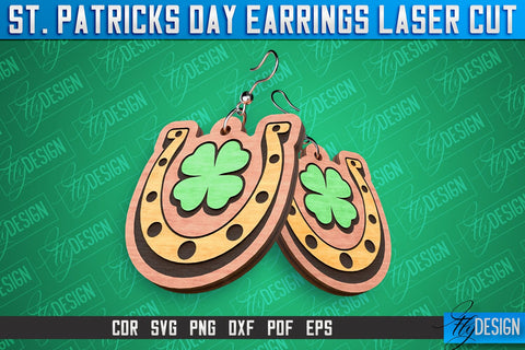 St. Patricks Day Laser Earrings | Accessories Laser Cut SVG Design | CNC Files SVG Fly Design 