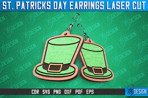 St. Patricks Day Laser Earrings | Accessories Laser Cut SVG Design | CNC Files SVG Fly Design 