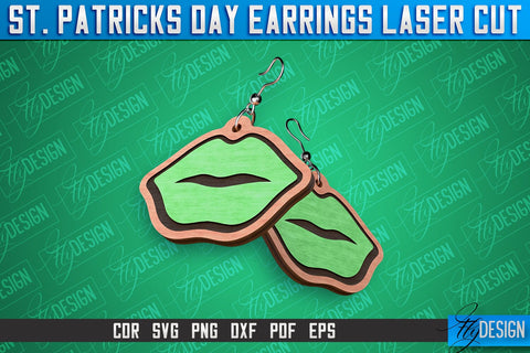St. Patricks Day Laser Earrings | Accessories Laser Cut SVG Design | CNC Files SVG Fly Design 