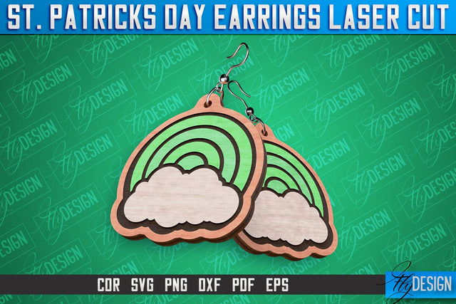 St. Patricks Day Laser Earrings | Accessories Laser Cut SVG Design | CNC Files SVG Fly Design 