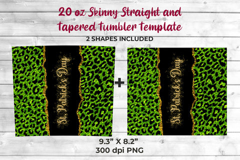 St. Patrick's Day Leopard 20 oz Skinny Tumbler Wrap Sublimation Design Sublimation Sublimatiz Designs 