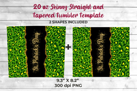 St. Patrick's Day Leopard 20 oz Skinny Tumbler Wrap Sublimation Design Sublimation Sublimatiz Designs 