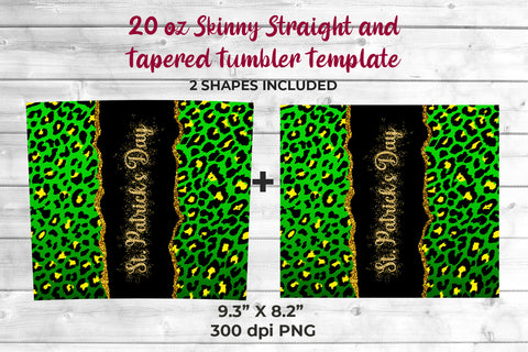 St. Patrick's Day Leopard-4 20 oz Skinny Tumbler Wrap Sublimation Design Sublimation Sublimatiz Designs 