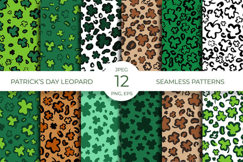 St. Patricks Day Leopard Digital Paper. Shamrock pattern Digital Pattern LaBelezoka 