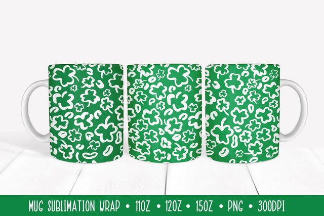 St. Patricks Day Leopard Mug Sublimation Wrap. Green Mug Wrap Sublimation LaBelezoka 