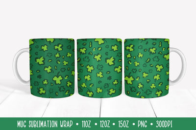 St. Patricks Day Leopard Mug Wrap Sublimation. Green Mug Wrap Sublimation LaBelezoka 