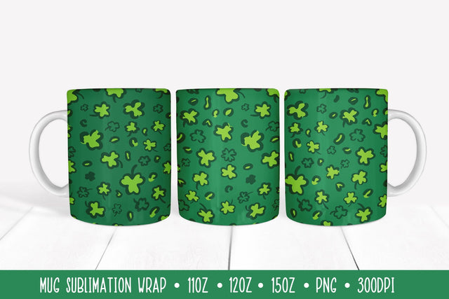 St. Patricks Day Leopard Mug Wrap Sublimation. Green Mug Wrap Sublimation LaBelezoka 