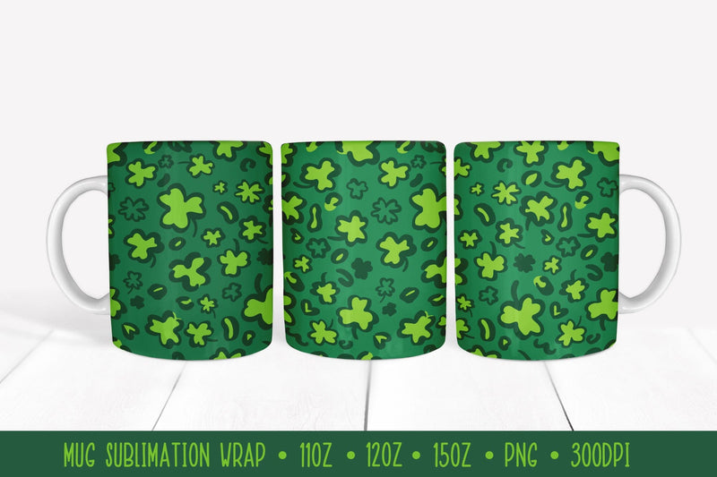 St. Patricks Day Leopard Mug Wrap Sublimation. Green Mug Wrap Sublimation LaBelezoka 