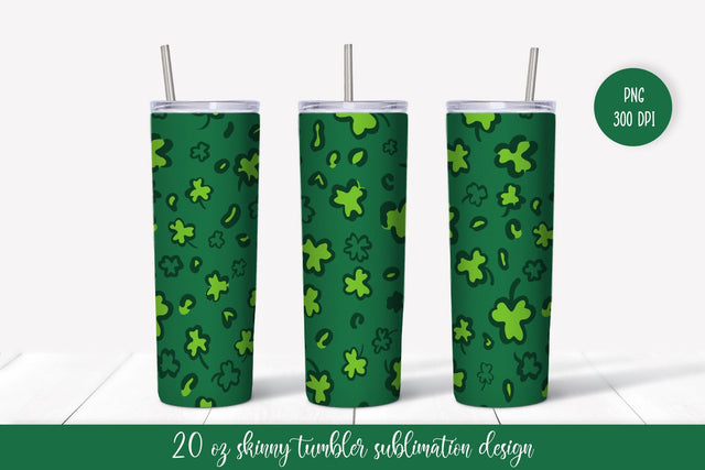 St. Patricks Day Leopard Tumbler Wrap Sublimation Sublimation LaBelezoka 